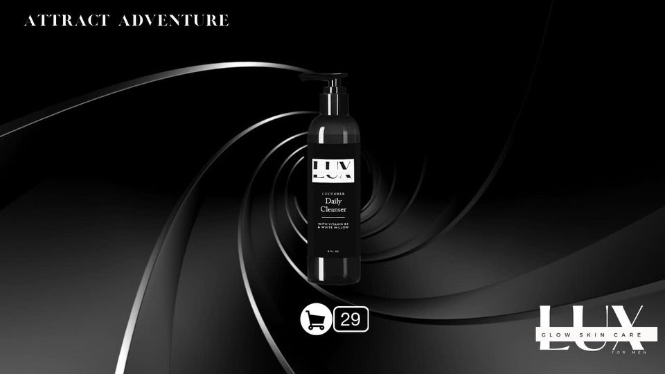 Lux Mens Facial Cleanser: Science meets nature, confidence meets comfort. Clean, gentle formulas for men's unique needs. Discover your best skin, inside and out.